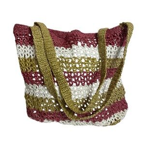 Striped Crochet Tote‎ Bag – Boho Beach Market Bag